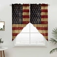 thumbnail image 5 of Vintage American Flag Kitchen Window Curtains, Swag Curtains Valance for Bedroom Living Room Bathroom, Farmhouse Shabby Retro Red Blue Rod Pocket Window Curtain Block Drapes 2 Panels 36"x45", 5 of 9