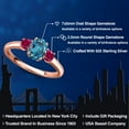 thumbnail image 2 of Gem Stone King 18K Rose Gold Plated Silver London Blue Topaz and Red Created Ruby Engagement Ring for Women | 1.50 Cttw | Oval 7X5MM | Gemstone November Birthstone | Size 9, 2 of 6
