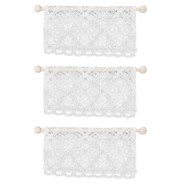 3X Casa de MuñEcas Cortinas En Miniatura Accesorios para Muebles Cenefa de Ventana Con Varilla Escala 1:12 Beige