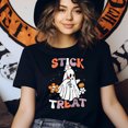 thumbnail image 3 of Stick or Treat Halloween Nurse Ghost T-Shirt, Ash, Size S, 3 of 6
