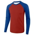 thumbnail image 3 of Men T Shirts Casual Sporty Color Block Long Sleeve Compression Tees Comfortable Slim Fit Crew Neck Spring Summer Men Shirts Red M, 3 of 4