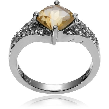 Brinley Co. Women's White Topaz Accent Citrine Sterling Silver Fashion Ring