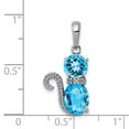thumbnail image 2 of White Sterling Silver Charm Pendant Swiss Blue Topaz Round Oval Diamond, 2 of 2