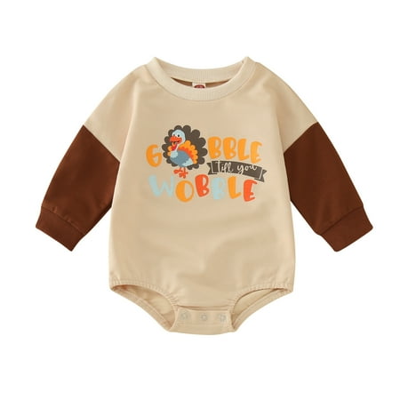 

Baby Girls Bodysuits Boys Thanksgiving Day Longleeve Letter Cartoon Prints Pullover Romper Newbornweatshirt Bodysuits Clothes