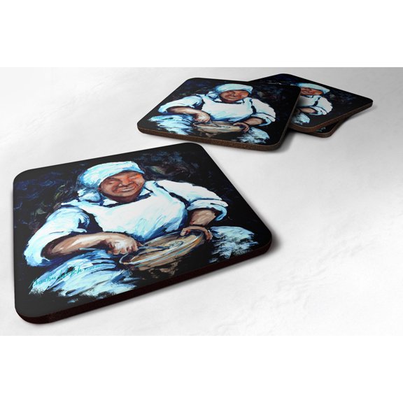 Carolines Treasures MW1087FC Hot Water Cornbread  Foam Coaster Set of 4 3 1/2 x 3 1/2 multicolor