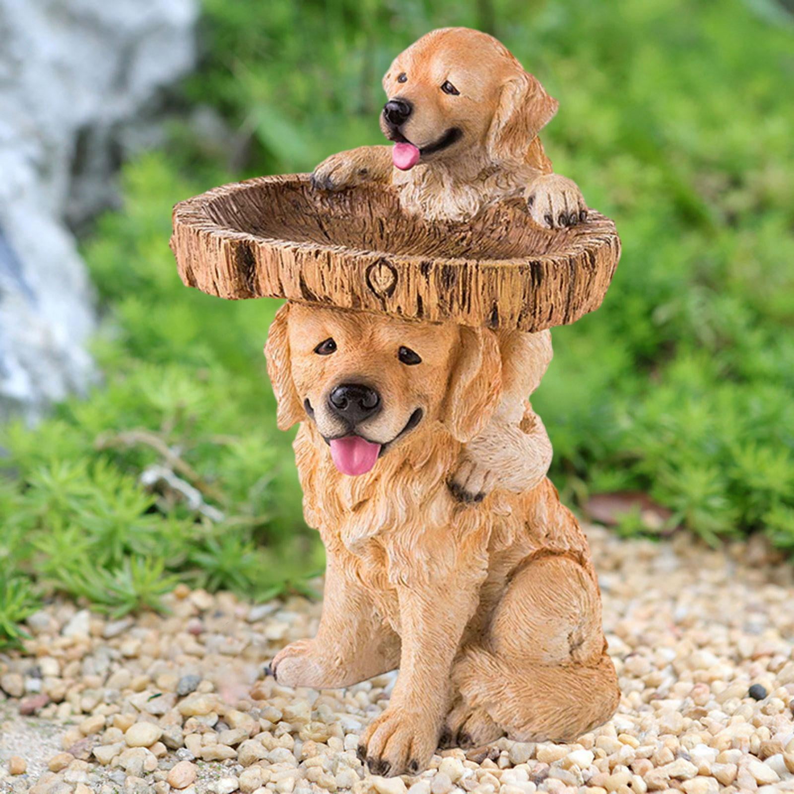 YWMJZEU Dog Figurine, Resin Feeder, Feeding Station, Landscaping Garden, Bird Bath Bowl,