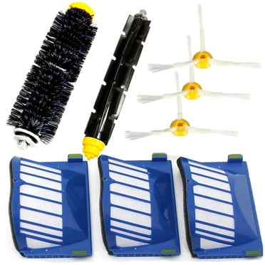 EEEkit Robot Replacement Parts Compatible with iRobots Roomba 500 600 Series, Robot Vacuum Accessories, 1 Bristle Brush, 1 Beater Brush, 3 Side Brushes and 3 Vac Filters
