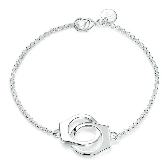 QQTDFG Wholesale 925 Sterling Solid Silver Handcuffs Bracelets For Women Men Gift-default