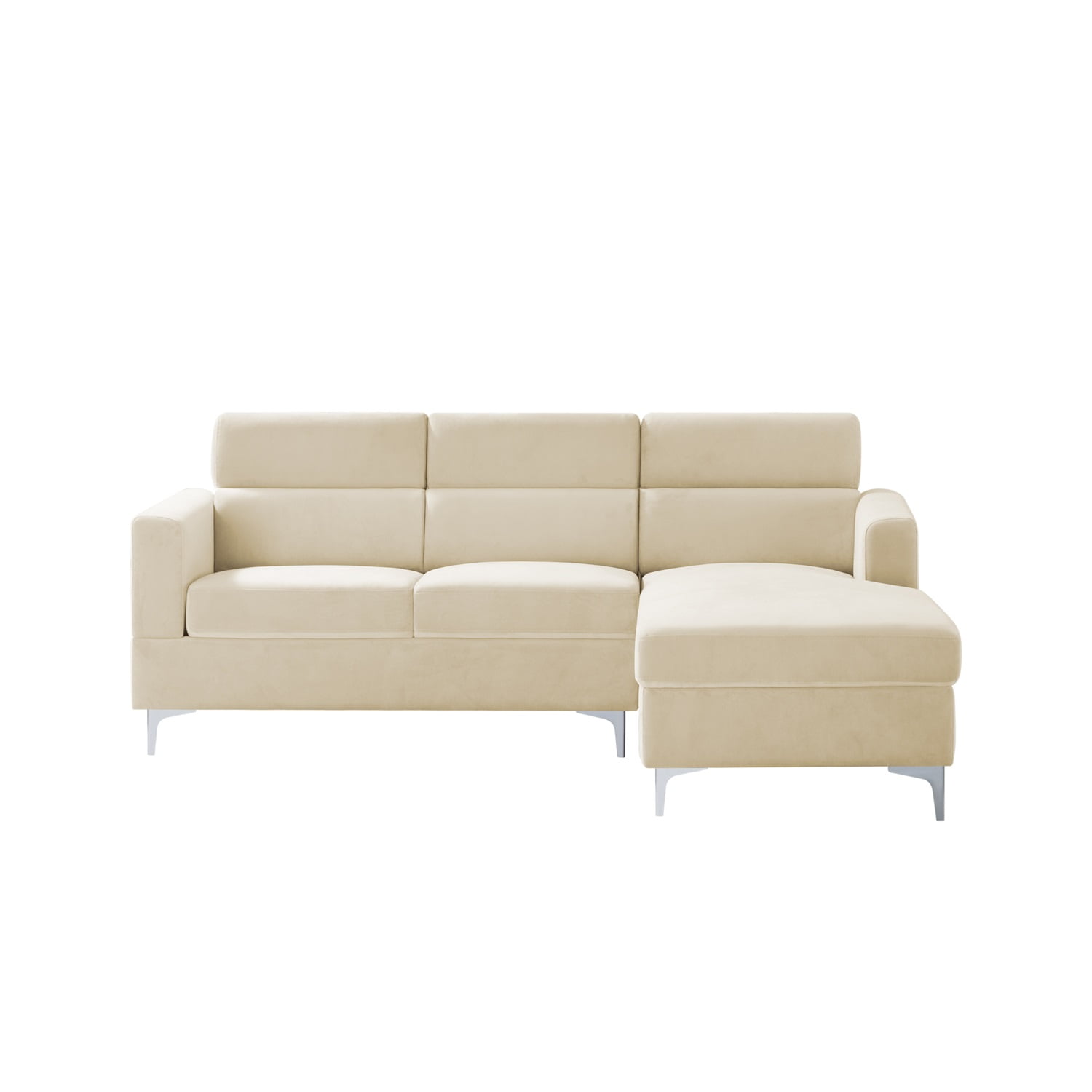 Kadyn 83.4" Sectional Sofa Couch, velvet Sectional Sofa Futon for Living Room, Modern Sectional Sofa, Beige