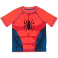 thumbnail image 4 of Marvel Avengers Spiderman Toddler Boys Costume Rash Guard Swim Trunks Set Red/Blue 2T, 4 of 7