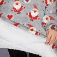 thumbnail image 3 of Oversized Wearable Blanket Hoodie,Gray Christmas Santa Pattern Sherpa Blanket Hoodie with Super Pockets,Super Warm Fuzzy Pullover for Women & Men, 3 of 6