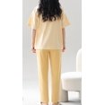 thumbnail image 5 of Cotton Women Pajama Set 2 Pcs Short Sleeve Pullover Top Sleepwear Long PJ Pants, 5 of 7