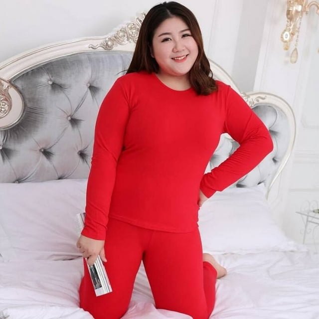 Ropa interior térmica para mujer color sólido grasa MM más grasa más tamaño otoño pantalones rasguño pelo más terciopelo fino siete colores 240 kg
