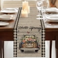 thumbnail image 3 of Table Runners 48 Inches Long Dress Scarves, Spring Flower Farmhouse Kitchen/Dining Table Runner, Short Coffee Tablerunners, Farmhouse Vintage Truck Black Plaid Wood Grain 13x48 Inch, 3 of 9