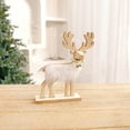 thumbnail image 2 of Wooden Reindeer Figurines for Christmas Decor Gold Tabletop Reindeer Statues Small Decorative Deer Figurines for Indoor Christmas Tabletop Mantle Decorations, 2 of 6
