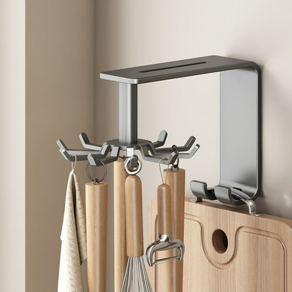 Utensils Hanging Rack Kitchen Utensil Hooks 360 Rotating Wall Mounted Kitchen Wall Organizer For Brush Pots Gloves Spoons 10ML