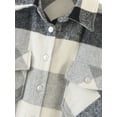 thumbnail image 3 of Franhais Women Plaid Button Down Jacket, Casual Long Sleeve Loose Coat Lapel Outwear with Pocket, 3 of 6