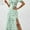 Light Green, variant on ZOELNIC Women's Floral Summer Dress Square Neck Puff Sleeve Boho Midi Dress with Ruched Bust & High Waist Split, Casual & Beach Outfit, XS