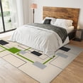 thumbnail image 3 of Area Rugs Living Room Rug, Green Grid Geometric Creative Stitching Washable Rug, Nordic Modern Simple Anti-Slip Rug Easy Clean Low Pile Carpet for Bedroom Entryway Study Room Lounge 3x4ft, 3 of 6