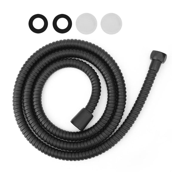 Rupoun 1.5m Matte Black Stainless Steel High‑Pressure Flexible Shower Hose – Rotatable Copper Nut, G1/2in Connectors, Heat & Corrosion Resistant