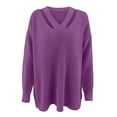 thumbnail image 3 of Womens V Neck Oversized Fall Sweater Sexy Long Sleeve Knit Pullover Top, 3 of 6