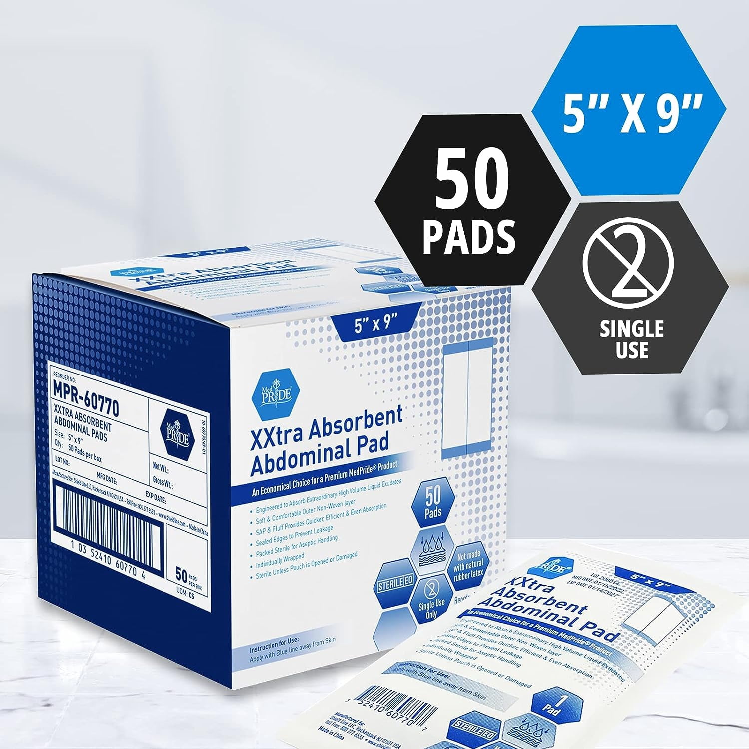 Sterile ABD Combine Pads – 5x9 Inch, 400 Count, Non-Stick Gauze For Wound Care, Surgery, & Heavy Bleeding 5 thumbnail image