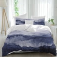 thumbnail image 2 of Navy Blue Ombre Mountain Bedding 3 Piece Duvet Cover Set California King, Nature Abstract Art Marble Soft Microfiber Comforter Cover with Zipper Closure & Pillowcases, FadeResistant Quilt Cover, 2 of 9