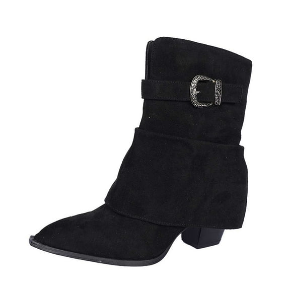 SACFOF Women's Ankle Boots, Square Toe Chunky Heel Short Booties Fall Winter Dressy Casual Comfy Ladies Shoes