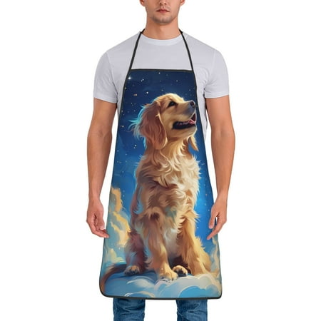 

Junzan Starry Sky Cloud Dog Print Kitchen Cooking Aprons Chef Apron for Men and Women Professional for Cooking Bib Aprons for Kitchen/Crafting/BBQ/Drawing