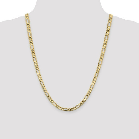 Diamond2Deal 14K Yellow Gold 5.5mm Concave Open Figaro Chain Necklace for Men 24"
