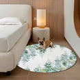 thumbnail image 3 of Green Flowers Round Living Room Rugs 3.3 ft, Watercolor Green Wisteria Floral Washable Area Rug with Non-Slip Sturdy Edge Binding Round Front Door Mat Floor Carpet for Entryway, 3 of 9