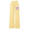 thumbnail image 5 of Kids Sweatpants for Girls Bowknot Print Wide Leg Sweatpants Drawstring with Pockets Kids Yellow Sweatpants Girls Size 6-7 Years Clothes, 5 of 5