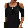 thumbnail image 3 of DYMADE Women Casual Off Shoulder Short Sleeve Dress, 3 of 6