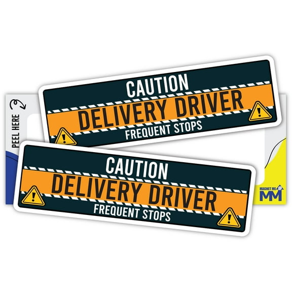Caution Delivery Driver Frequent Stops Sticker 10x3" 2-Pack Car Decals, USA Made