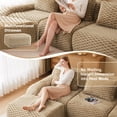 thumbnail image 5 of Aukfa 114" L-Shaped Modular Sectional Sofa, 29" Deep Seat Oversized Cloud Couch with Ottoman, Flannelette Upholstered 3-Seater Sofa for Living Room, Light Camel, 5 of 8
