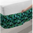 thumbnail image 2 of Tropical Bed Skirt, Exotic Leaves Hawaiian Plantation, Elastic Bedskirt Dust Ruffle Wrap Around for Bedding Decor, 4 Sizes, Seafoam Dark Teal, by Ambesonne, 2 of 2