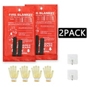 White Fire Blanket for Home 40"x40"   2Hooks, Fire Suppression Blanket, Emergency Fire Blanket for People-White