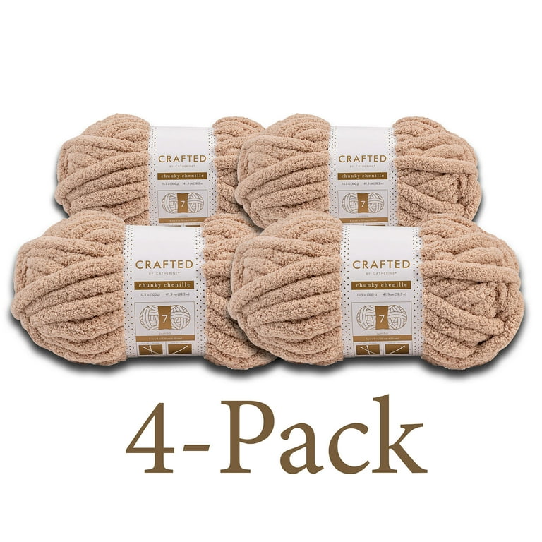 Crafted by Catherine 100% Polyester Chenille Beige Yarn, 41.9yd, 10.5oz, (4  Pack) 