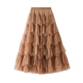 thumbnail image 2 of LEEy-world Pleated Skirts For Women Women's Elastic Waist Pull on Comfy Skirt Khaki,One Size, 2 of 5