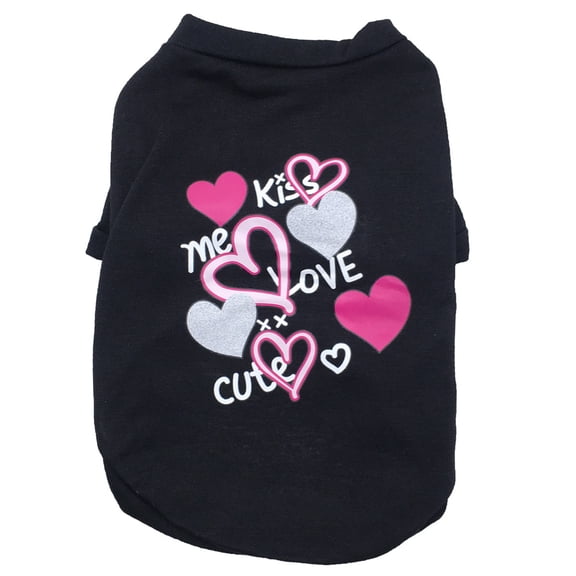 Pet Sweatshirt O Neck Casual Super Soft Pink Heart Print Dog Puppy Vest Pet Supplies