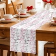 thumbnail image 4 of Pink Grey Botanical Cotton Linen Table Runner for Dining Kitchen, Spring Floral Summer Farmhouse Wedding Outdoor Party Tablerunners Decoration, Dresser Scarf Coffee Tablecloth Runners 13x36 Inches, 4 of 8