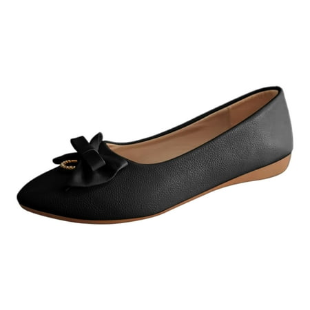 

eczipvz Women s Ballet Flats Foldable Round Toe Dress Shoes Comfortable Slip On Work Flat Shoes with Bowknot (Black 8.5)
