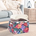 thumbnail image 3 of Yayeee Collapsible Storage Bin with Lid Fabric Closet Decorative Basket with Handles, Serene Floral Pattern, 3 of 7