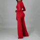 thumbnail image 4 of Gibobby Conjunto de yoga Conjunto de dos piezas de pantalones micro recortados con solapa en V profundo de color sólido a la moda para mujer de Europa y América(Rojo, XL), 4 of 5