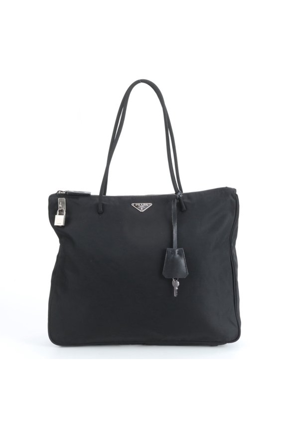 Pre-Owned Prada Tessuto Nylon Triangle Logo Tote Bag Shoulder Black Women's