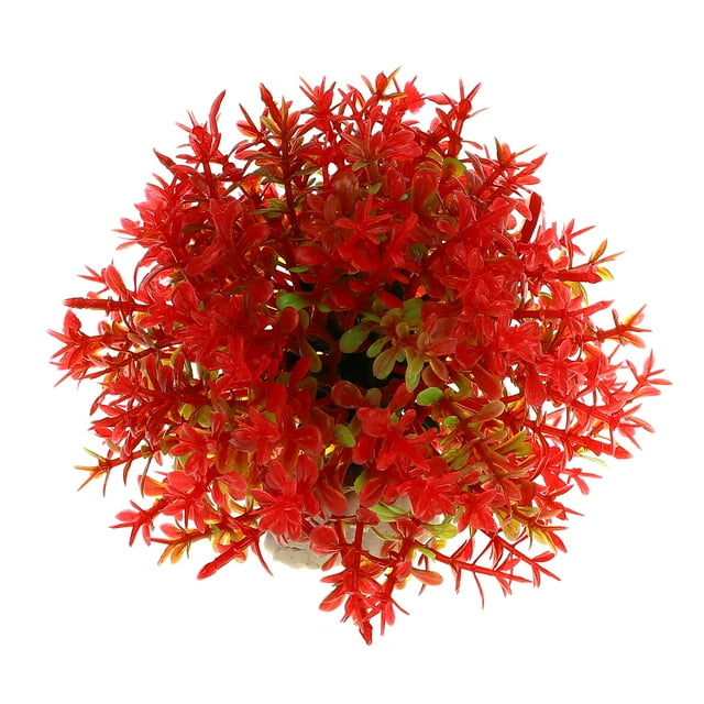 1 Pcs Aquarium Plants Decorations Artificial Grass Ball Green Red 3.74x3.74 Inch