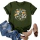 thumbnail image 4 of Ploknplq Plus Size Graphic Tees for Women,Shirts for Women,T Shirts for Women,Dandelion Graphic T Shirts Teen Sunflower Print Tops,Graphic T-shirts,Beach Vacation Clothes for Women Army Green 1 2XL, 4 of 4