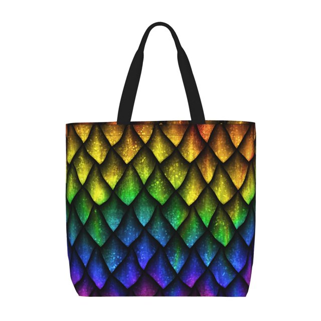 Disketp Dragon Scales Bolsa Tote de Lona para Mujer, Bolso de Hombro y Cruzado con Cierre de Cremallera