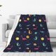 thumbnail image 1 of Fotbe Space Dinosaur Manta de Franela Acolchonada con Estampado, Súper Suave y Esponjosa, Extra Grande para Sofá, Cama, Uso Todo el Año-80"x60", 1 of 7