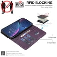 thumbnail image 4 of Case For iPhone 13 / 14【RFID Blocking】with Multi-Card Holder Bills Slot, Calfskin-Texture Vegan Leather Magnetic Wallet Case,Purple,For iPhone 13 / 14, 4 of 10